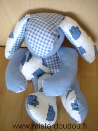 Marque Inconnue Lapin Bleu blanc motifs hippopotames - Très bon état