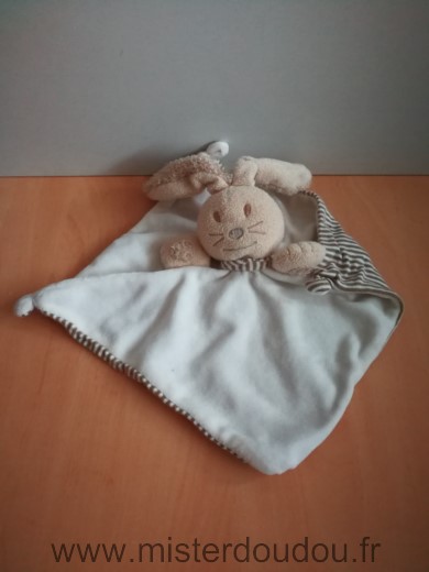 Nature et découvertes Lapin Blanc beige dessous raye marron blanc - Très bon état