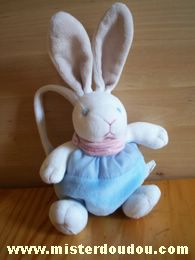 Nature et découvertes Lapin Blanc bleu clair foulard rose - Très bon état