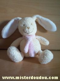 Nicotoy Lapin Ecru écharpe rose - Très bon état