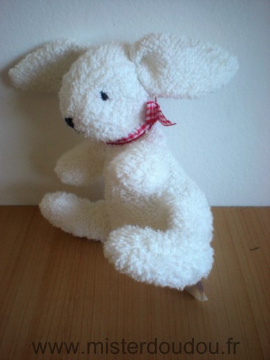 Noukie s Lapin Blanc tissus eponge ruban rouge blanc - Très bon état