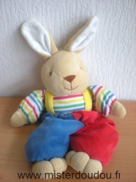 Noukie s Lapin Bleu rouge rayé bleu vert jaune rouge - Très bon état