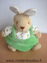 Noukie s Lapin Vert et tissus blanc imprimé carottes - Bon état