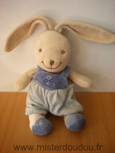 Nounours Lapin Beige salopette bleue - Bon état