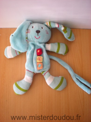 Sucre d orge Lapin Bleu raye attache tetine - Bon état