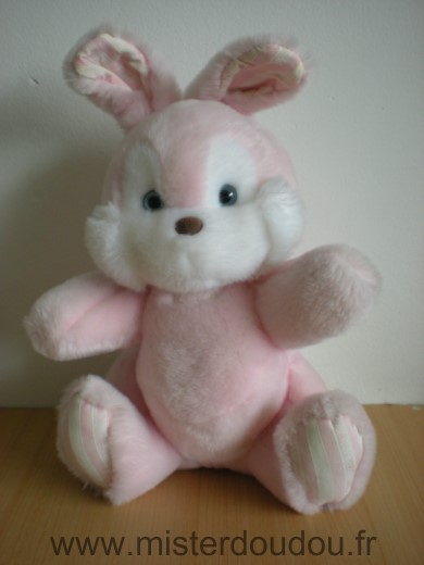 Tartine et chocolat Lapin Peluche rose blanc yeux bleus - Très bon état