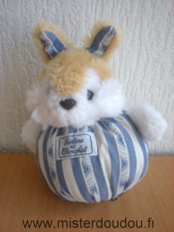 Tartine et chocolat Lapin Rayé bleu blanc tête en peluche - Très bon état