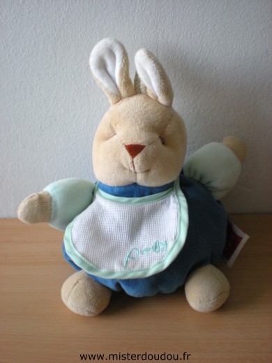Tex Lapin Bleu avec bavoir brodé poufy - Très bon état