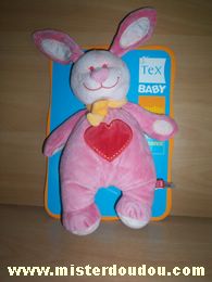 Tex Lapin Rose-coeur rouge, avec une écharpe orange - Neuf