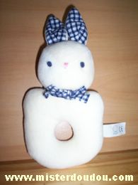 Tigex Lapin Blanc oreilles carreaux bleu - Très bon état