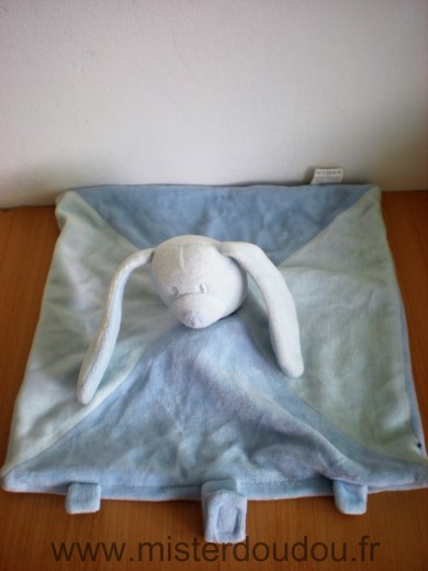 Marque Inconnue Lapin Bleu et bleu clair avec attache sucette - Très bon état