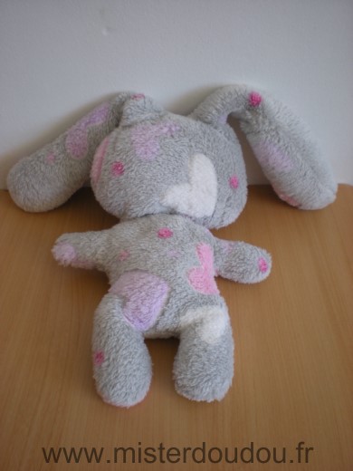 Marque Inconnue Lapin Gris points rose coeurs blanc mauve rose - Très bon état
