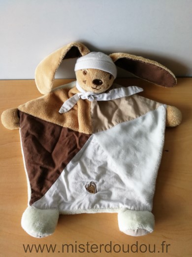 Marque Inconnue Lapin Marron beige blanc coeur bonnet - Très bon état