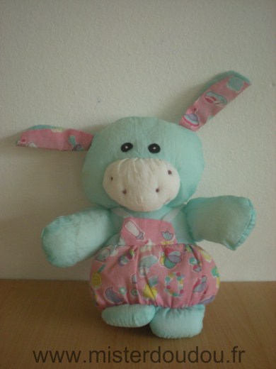 Marque Inconnue Lapin Puffalump vert salopette rose - Bon état