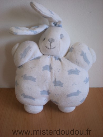 Marque Inconnue Lapin Tissus blanc motifs lapins bleus - Bon état