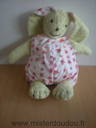 Marque Inconnue Lapin Vert blanc motifs fleurs - Très bon état