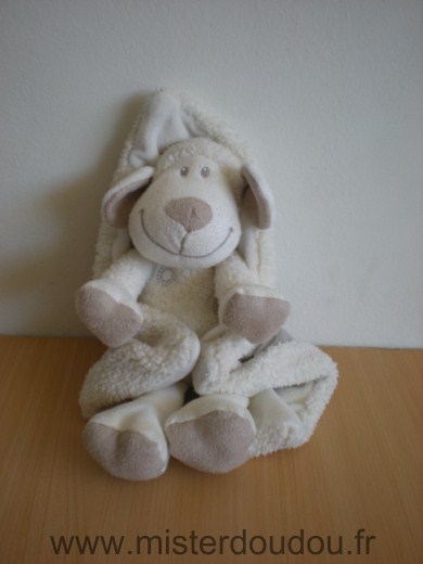 Kiabi baby Mouton Blanc avec sson mouchoir couverture velour gris nicotoy kitchoun - Très bon état