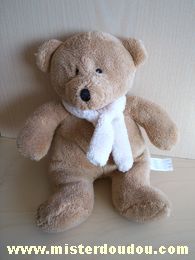 Marque Inconnue Ours Beige écharpe blanche - Très bon état