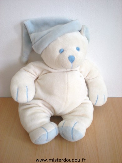 Marque Inconnue Ours Blanc bonnet bleu - Très bon état