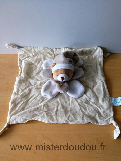 Baby nat Ours Beige blanc bonnet gris lange - Très bon état
