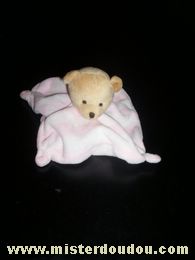 Cmp Ours Rayé rose-rose clair tête beige - Très bon état