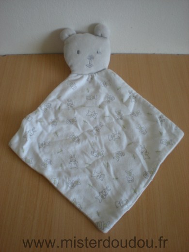 Cocoon Ours Gris blanc motifs ours et lapins - Très bon état