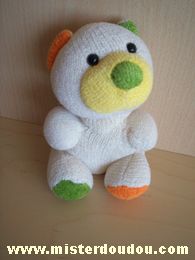 Cp international Ours Tricot blanc jaune vert orange - Très bon état