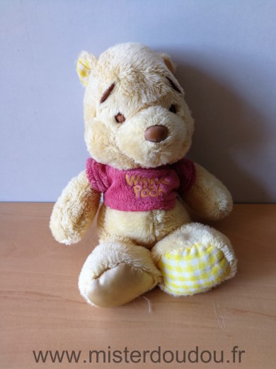 Disney Ours Winnie jaune dessous pattes satin vichy jaune - Très bon état