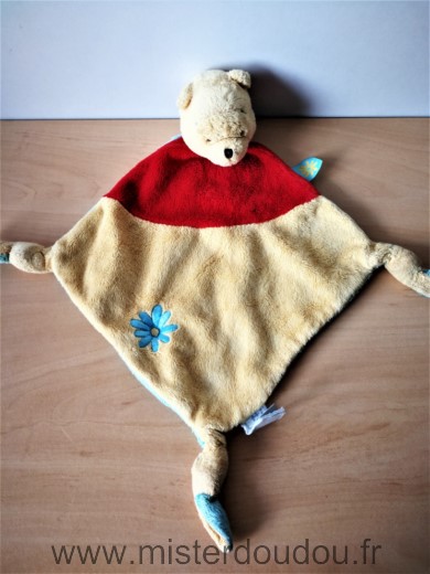 Disney Ours Winnie jaune rouge bleu fleur bleue - Très bon état