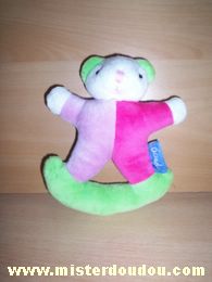 Doudi Ours Rose mauve vert - Très bon état