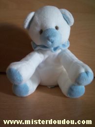 Doudou et compagnie Ours Blanc bleu clair - Très bon état