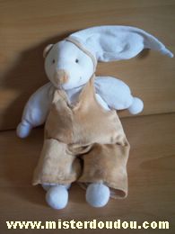 Doudou et compagnie Ours Blanc salopette marron beige - Très bon état