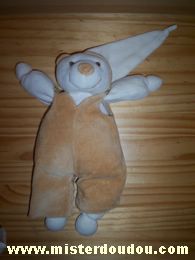 Doudou et compagnie Ours Ecru salopette marron - Très bon état