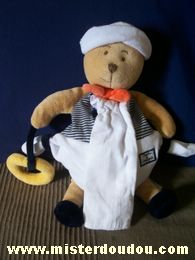 Doudou et compagnie Ours Marron-blanc-pull marin - Très bon état