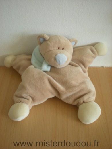 Jollybaby Ours Ricky beige echarpe bleu semi plat - Très bon état