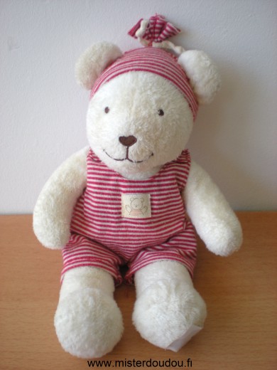 Kiabi baby Ours Ecru habit rayé rouge blanc - Très bon état