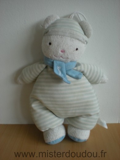 Luminou Ours Raye bleu blanc echarpe bleue - Etat moyen