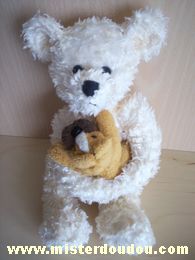 Marque Inconnue Ours Ecru avec son doudou chien marron - Très bon état