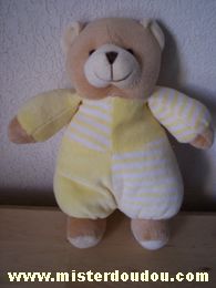 Marque Inconnue Ours Jaune, rayé jaune blanc , beige - Très bon état