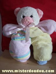 Marque Inconnue Ours Jaune rose blanc - Etat moyen