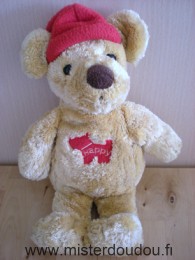Marque Inconnue Ours Marron bonnet rouge chien rouge happy - Très bon état