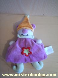 Marque Inconnue Ours Mauve fleure rouge bonnet orange - Très bon état