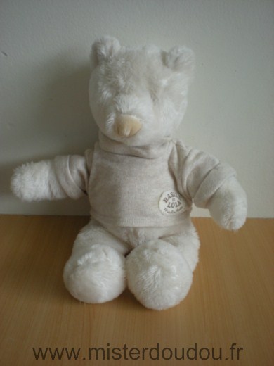 Moulin roty Ours Blanc pull beige basile et lola - Très bon état