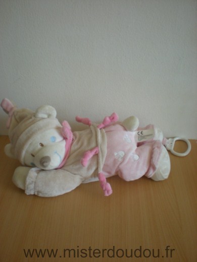 Nicotoy Ours Beige rose blanc - Très bon état
