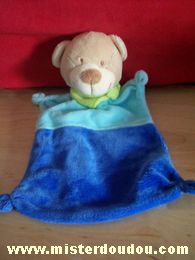 Nicotoy Ours Bleu clair et foncé foulard vert - Très bon état