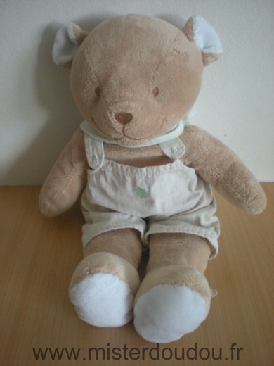 Noukie s Ours Beige salopette beige foulard vert - Très bon état