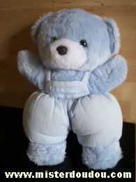 Nounours Ours Bleu (parme) avec yeux bleues - Très bon état