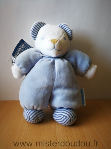 Nounours Ours Bleu blanc - Très bon état