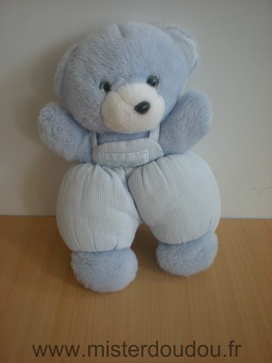 Nounours Ours Bleu tête en peluche, yeux bleus - Très bon état