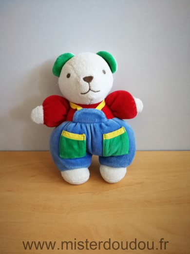 Nounours Ours Rouge salopette bleue - Etat moyen